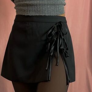 Crybaby Black Mini Skirt with Ribbon Detail